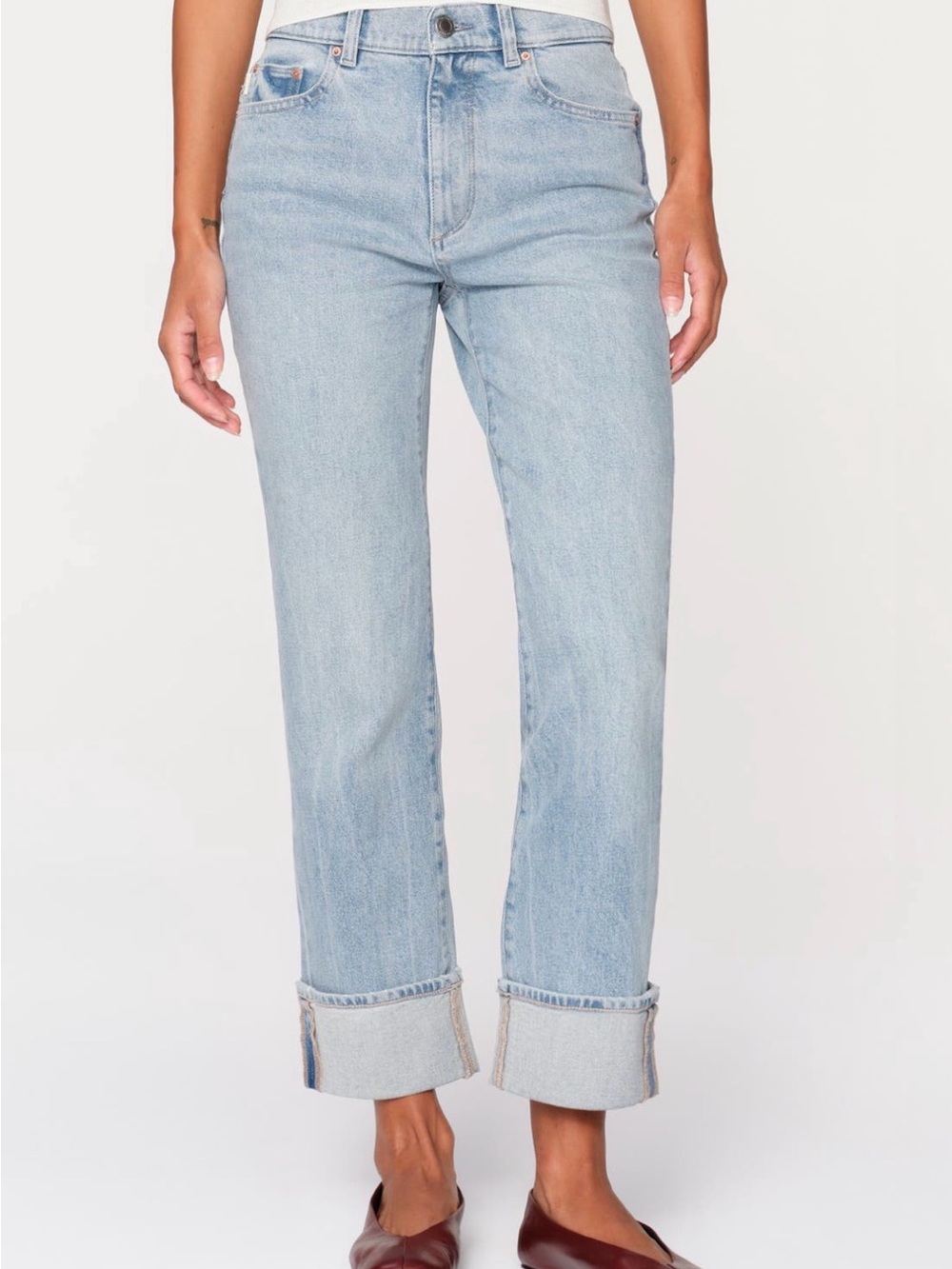 DL1961 Patti High Waist Ankle
Straight Leg Jeans in light blue vintage wash